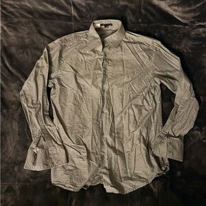 Theory Men's Gray Patterned Button Down Shirt